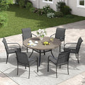 VICLLAX Patio Dining Set for 6, 7 Pieces Outdoor Furniture Set- 47" Round Patio by HOME