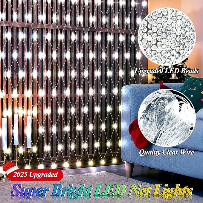 8ft x 8ft Net Lights, 180LED Gazebo Lights Outdoor 8 Modes Timer, Waterproof - Image 5