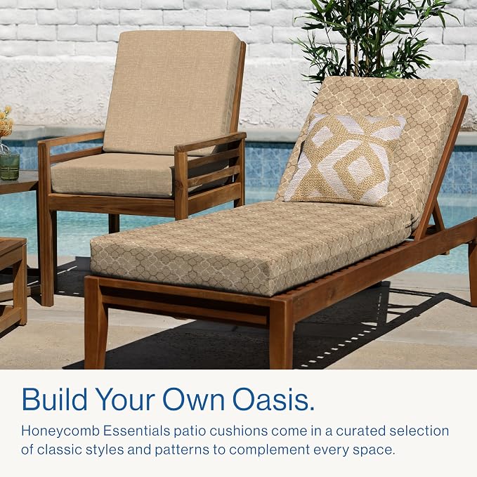 Honeycomb Outdoor Essentials Chaise Lounge, 21 x 70, Courtyard Geo Almond Chair - Image 3