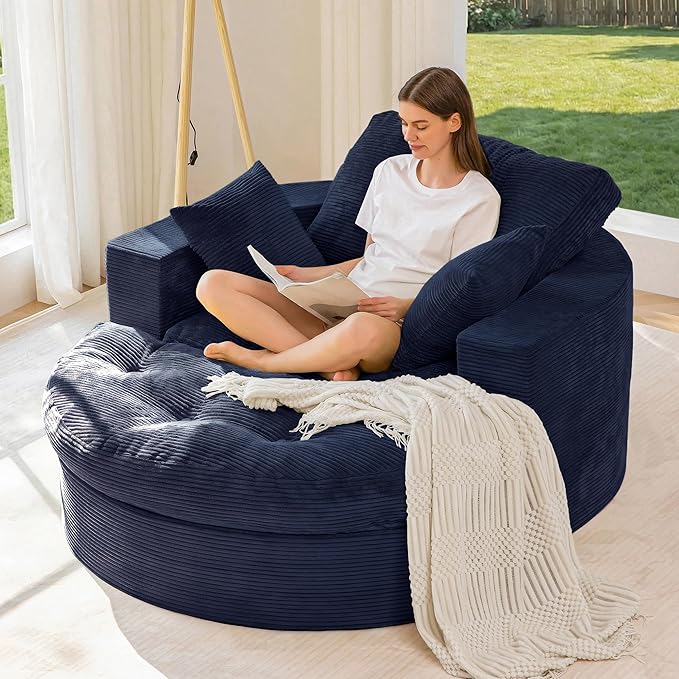 MAXYOYO Modular Sectional Chaise Lounge Sofa, Round Upholstered Lounge Chair by MAXYOYO