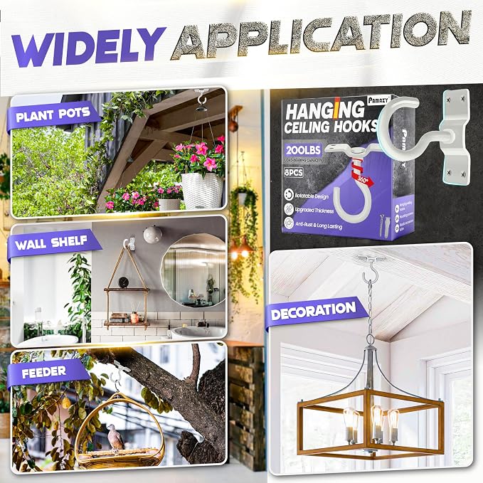 200LBS 8Pcs Rotatable Ceiling Hooks - Image 7