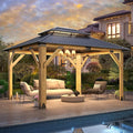 11x13FT Wood Gazebo, Outdoor Wooden Gazebo by 10x10FTHardtopWoodGazebo