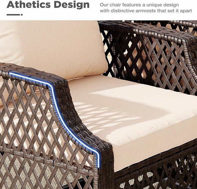 HOMREST 5 Piece Patio Furniture Set, Wicker Outdoor Conversation Sofa Set - Image 5