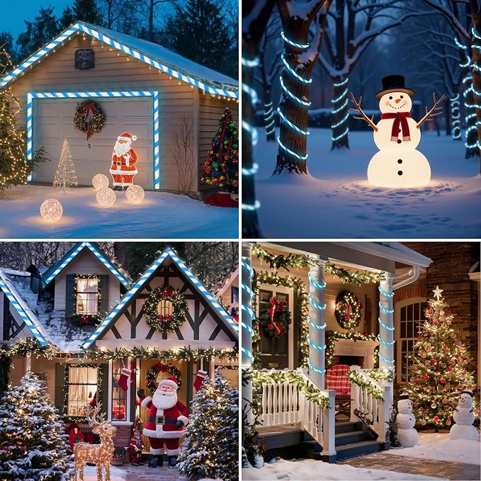 Jnaurb Christmas Candy Cane Lights, 66ft 480 LED Connectable Flexible White & - Image 7