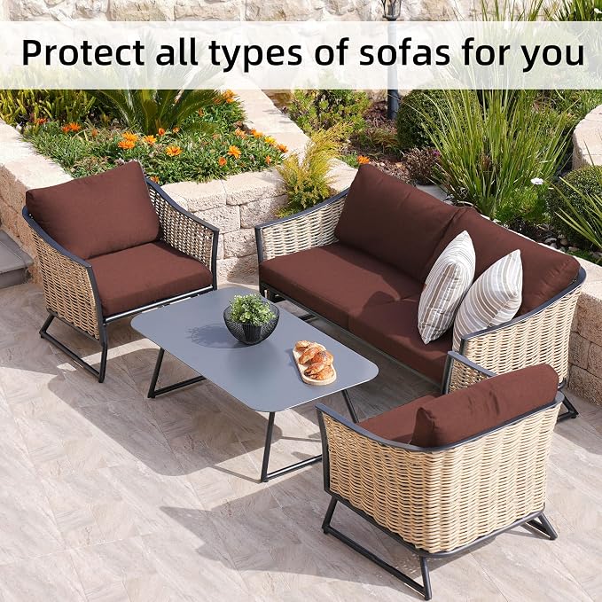 8Pcs Stretch Patio Cushion Covers, Outdoor Couch Covers Replacement, Outdoor - Image 4