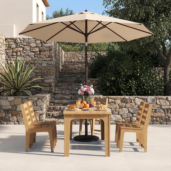 HDPE Patio Dining Set for 6, Weather-Resistant Outdoor Table - Image 4