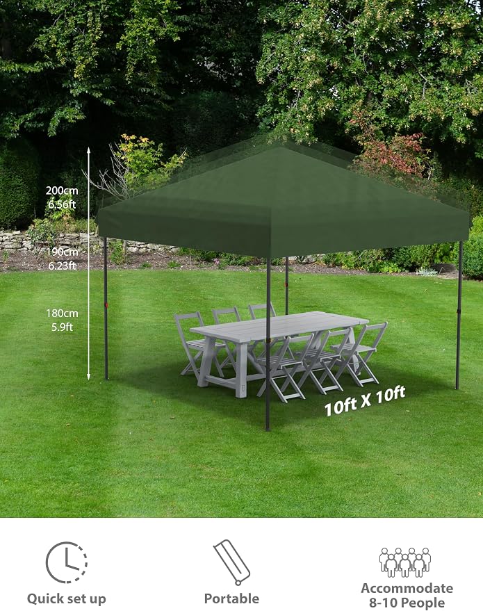 Garvee 10x10 Pop Up Canopy Tent, Heavy Duty Commercial Instant Shelter - Image 3