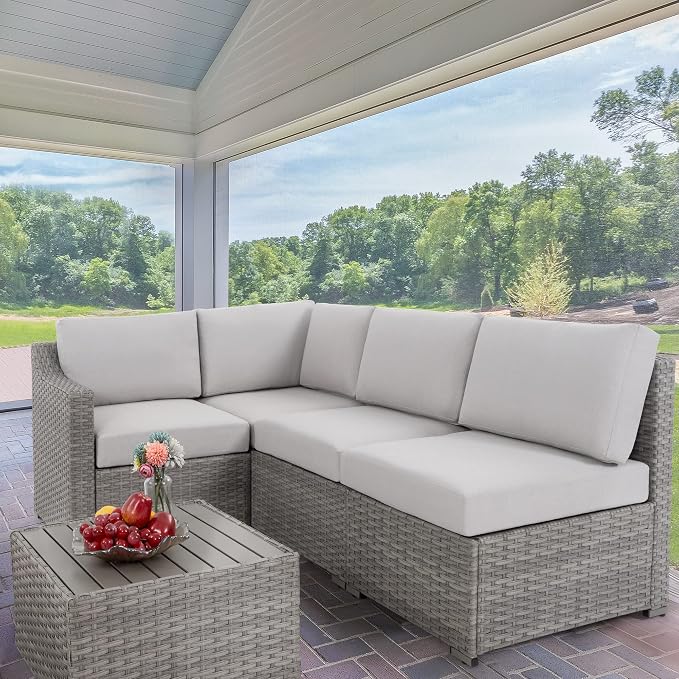 HAPPATIO 5 Piece Patio Conversation Set, All-Weather Patio Furniture Set by HAPPATIO