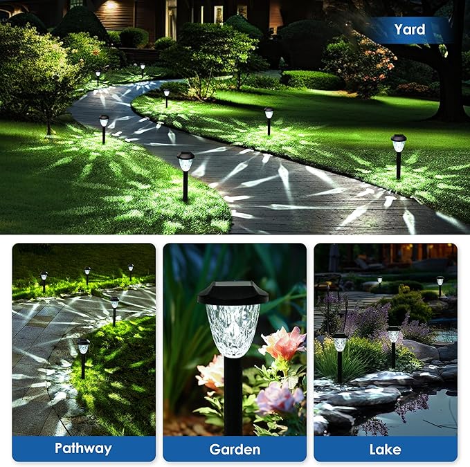 GIGALUMI 10 Pack Solar Lights Outdoor, Solar Pathway Lights - Image 4