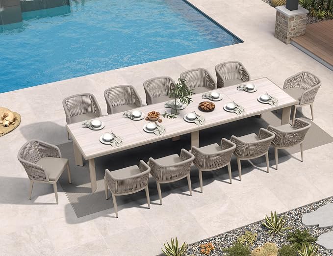 PURPLE LEAF 13 Pieces Outdoor Dining Set Patio Dining Furniture Set Aluminum by PURPLELEAF