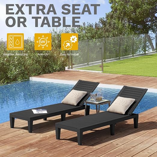 DWVO Outdoor Chaise Lounge, Pool Lounge Chair Set of 4 w/ 5-Level Backrest - Image 7