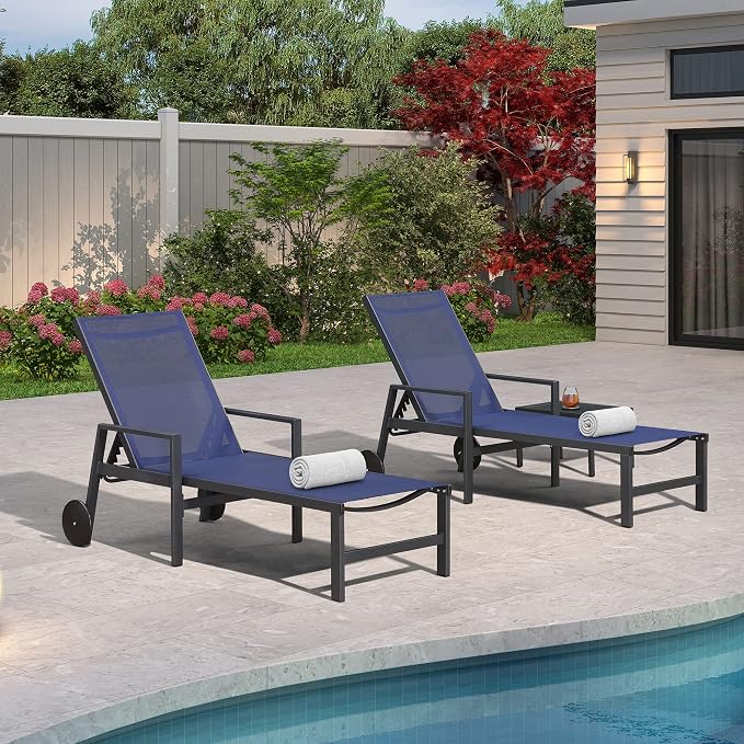 PURPLE LEAF Patio Chaise Lounge 4 Pieces Aluminum Recliner Chair - Image 8