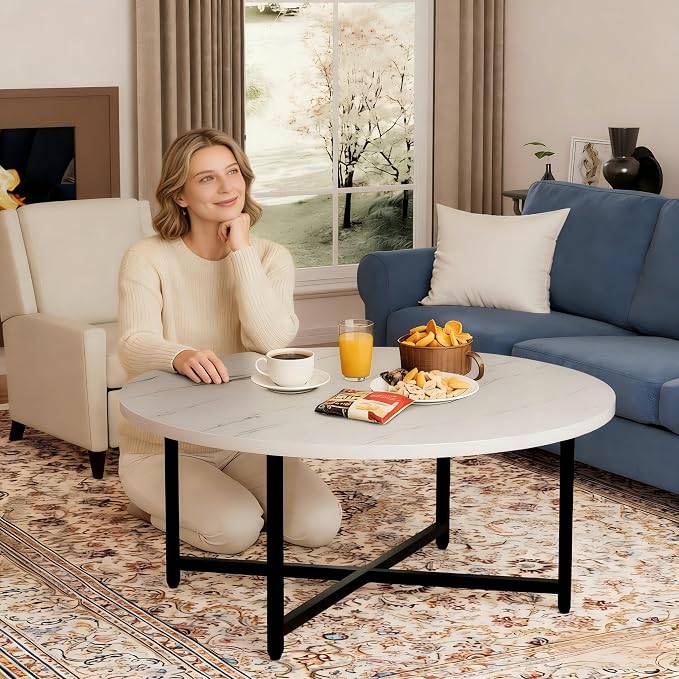 Coffee Table, 31.5" Large Round Coffee Table - Image 6