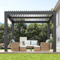 10X10 FT Louvered Pergola with Adjustable Roof, Integrated Drainage System by BouPower