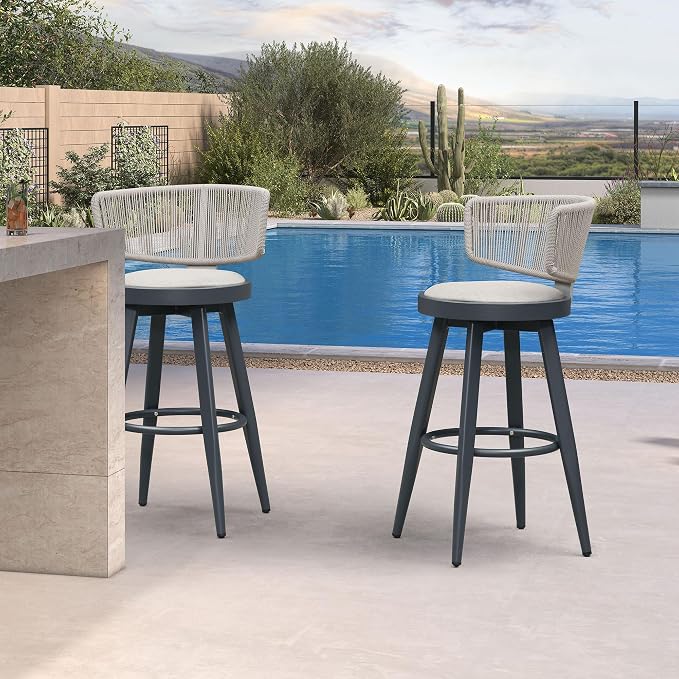 PURPLE LEAF Outdoor Bar Stools Set of 2 30 Inch Patio Swivel Bar Stool Chairs by Unknown