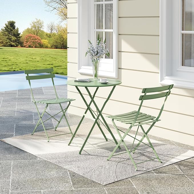 GarveeLife 3-Piece Folding Bistro Set, Foldable Patio Furniture Set - Image 8