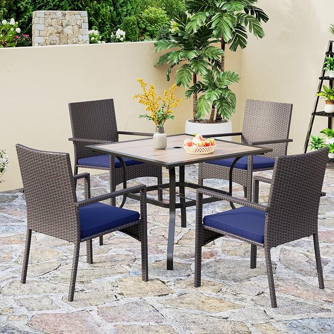 PHI VILLA 5 Piece Outdoor Dining Table Set - Image 2