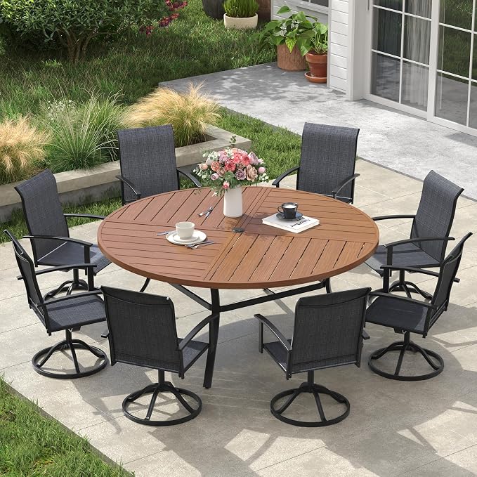 VICLLAX 60" Round Outdoor Table, Patio Dining Table - Image 4