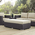 Modway Convene Wicker Rattan Outdoor Patio Rectangle Ottoman in Espresso Beige by Modway