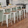 Alunaune 30" Metal Bar Stools Set of 4 Counter Height Barstools Industrial by HomeFurniture