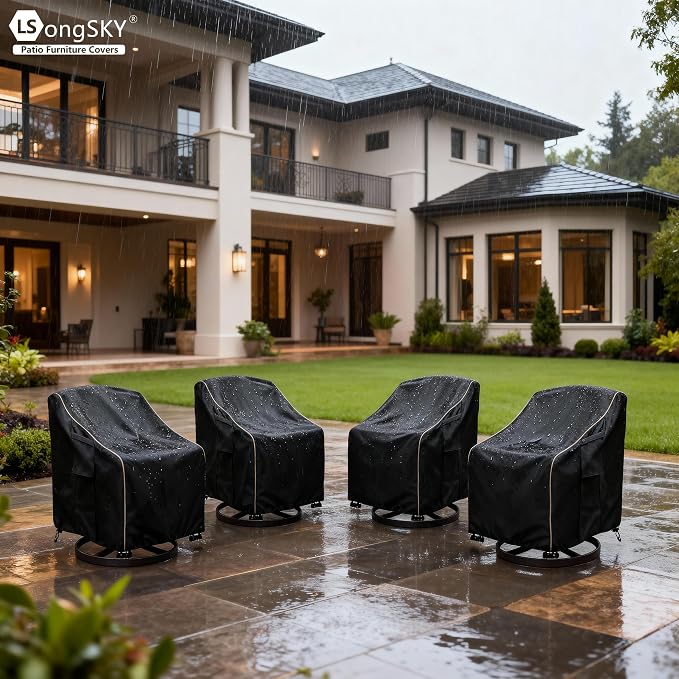 Patio Swivel Chair Cover 4 Pack, Waterproof Heavy Duty Outdoor Chair Covers - Image 5