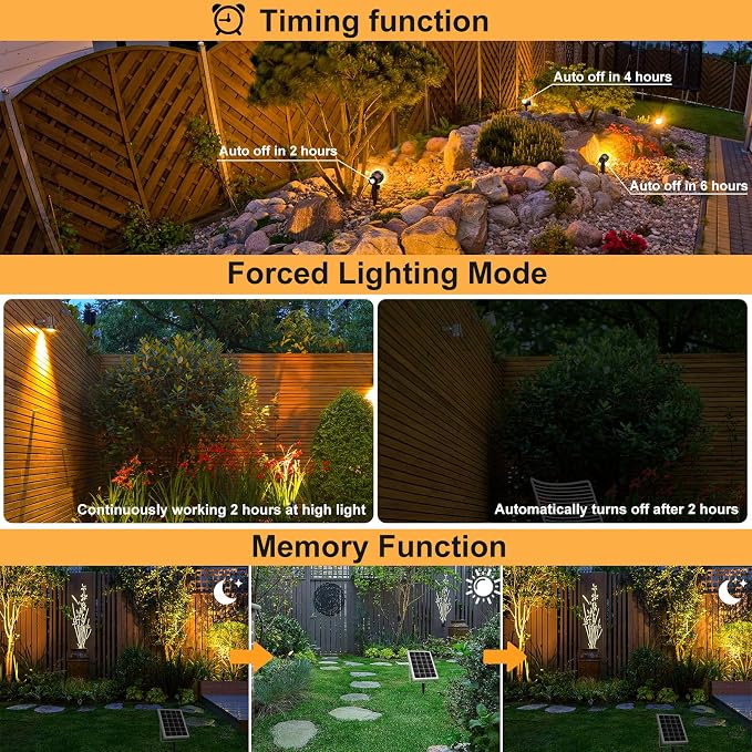 MEIKEE 6 in 1 Solar Spotlights Outdoor, 6W/6V Solar Powered Landscape Lights - Image 3