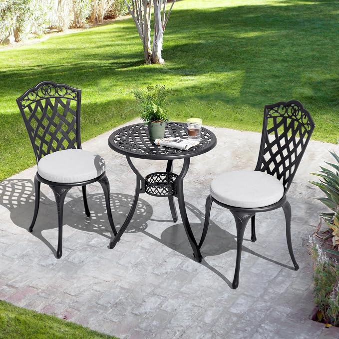 NUU GARDEN Patio Bistro Set 3 Piece, Outdoor Cast Aluminum Bistro Table and - Image 2
