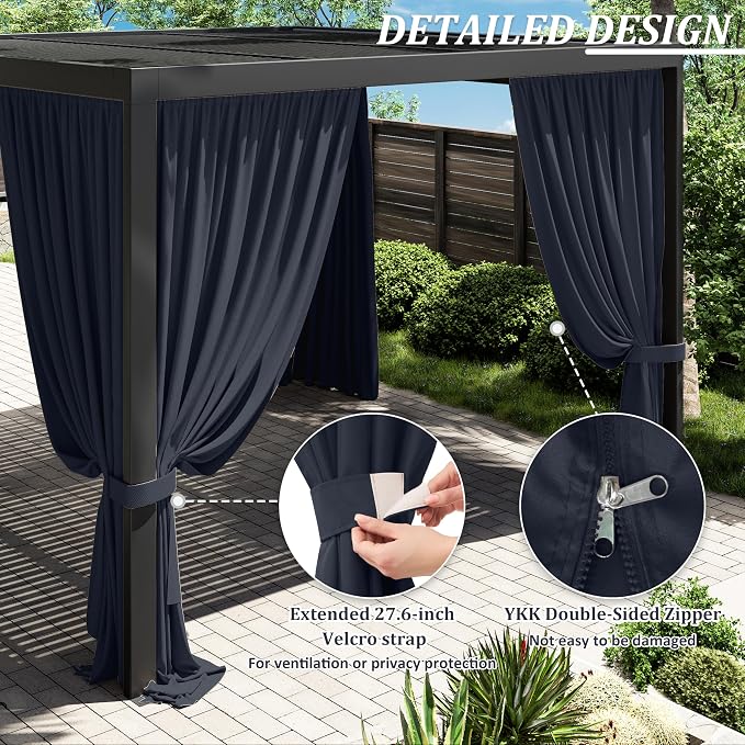Gazebo Universal Replacement Privacy Curtain, 4-Panels Sidewall Curtains - Image 4