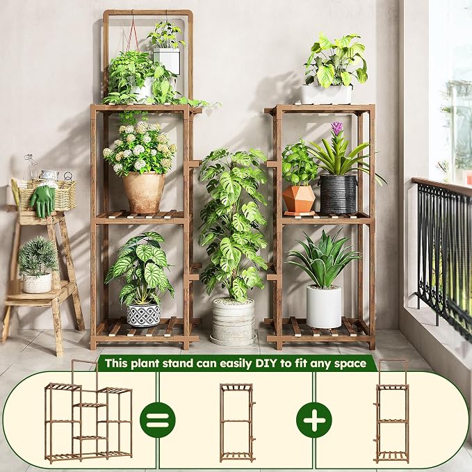 EnHomee Plant Stand Indoor Large Plant Stand Outdoor 5 Tiers Wood Tiered Plants - Image 5