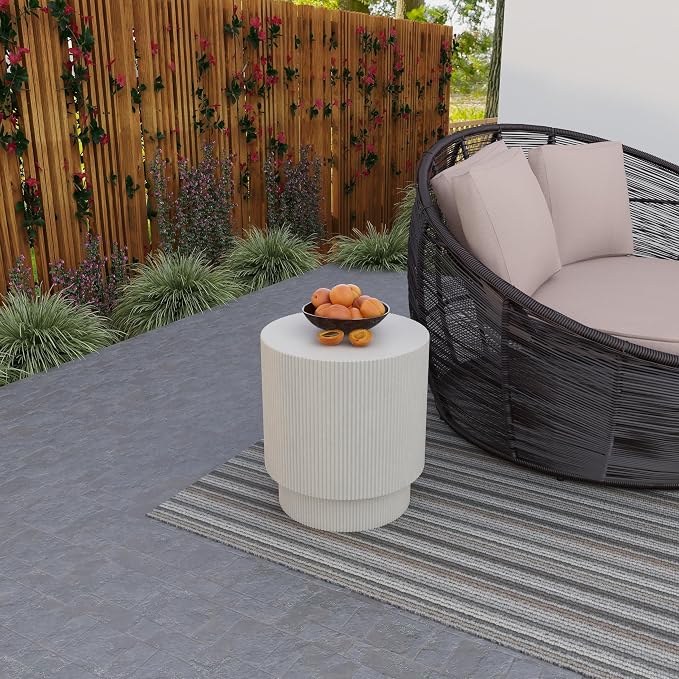 LeisureMod Modern Side Table Round Fiberstone Top Accent End Table - Image 4