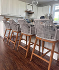 PURPLE LEAF Patio Sunbrella Counter Height Bar Stools 24" H Set of 4 Modern by PURPLELEAF