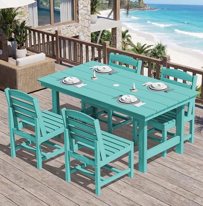 SERWALL Patio Dining Sets for 6 Person, HDPE Dining Set - Image 7