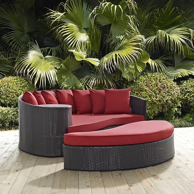 Modway Convene Wicker Rattan Outdoor Patio Poolside Sectional Sofa Daybed - Image 2