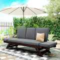 Merax Patio Sofa, Outdoor Adjustable Wooden Daybed, Chaise Lounge by Merax