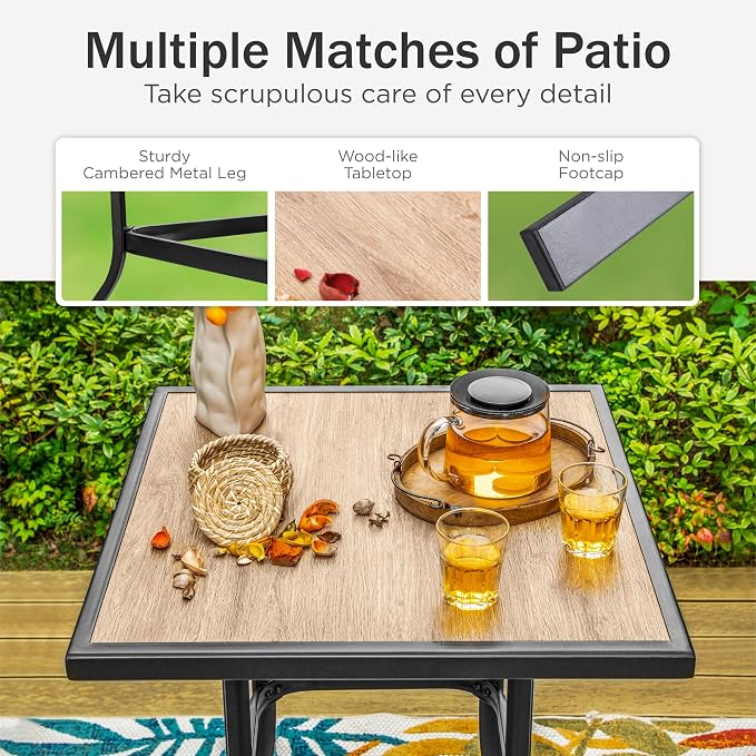 PHI VILLA Patio Bar Table, Outdoor Bar Height Bistro Table - Image 4
