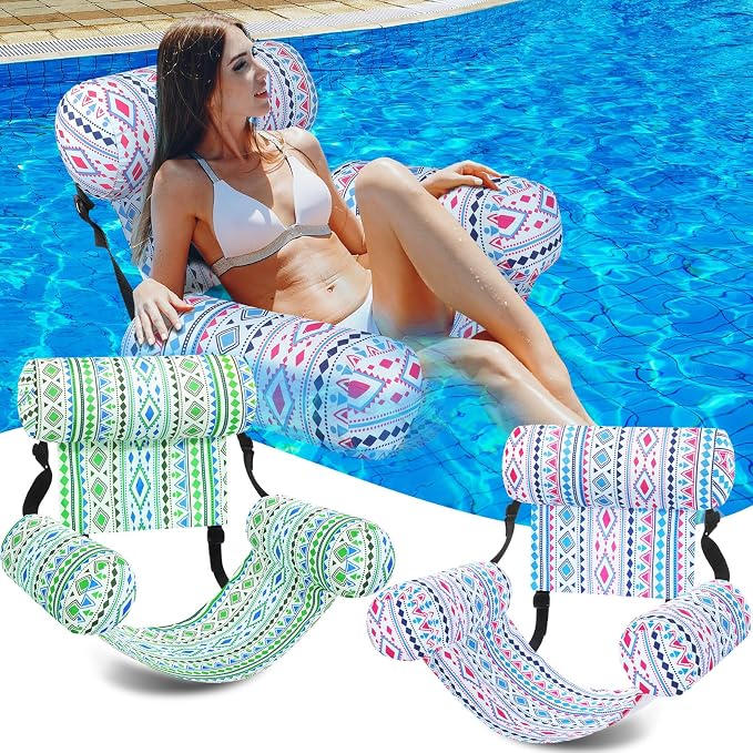 2 Pack Inflatable Pool Float for Adult Adjustable Hammock Float Chair Fabric by Blueweenly