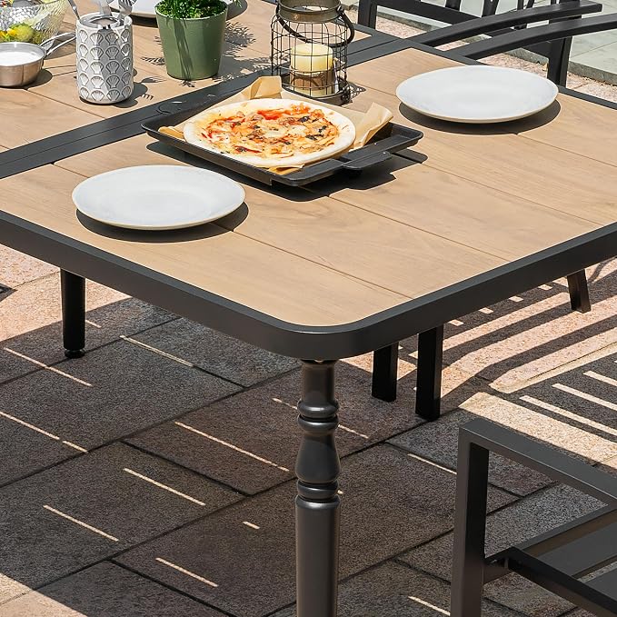 NUU GARDEN Patio Dining Table for 6, 61” x 37” Large Rectangle Metal Table - Image 4