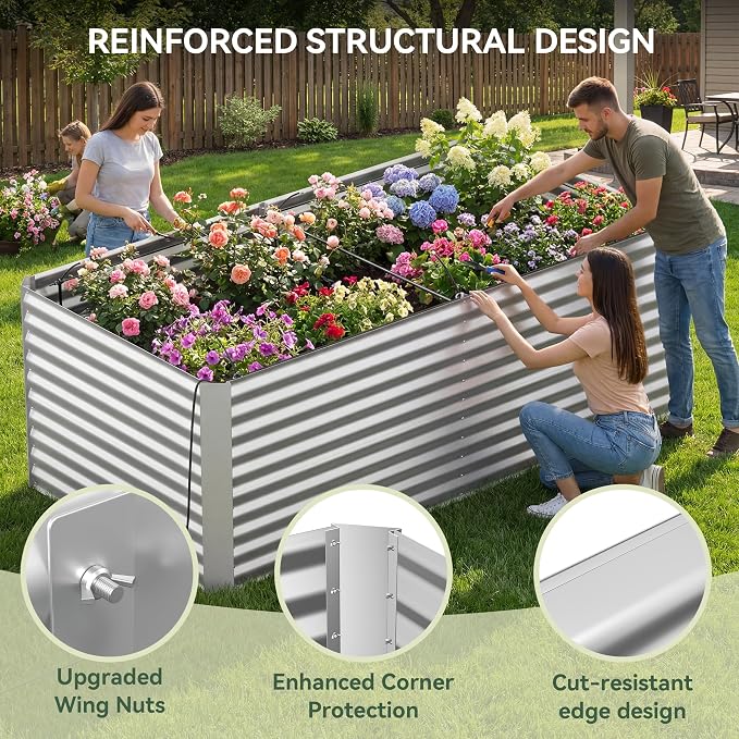 8x4x3 ft Tall Galvanized Raised Garden Bed - Image 6