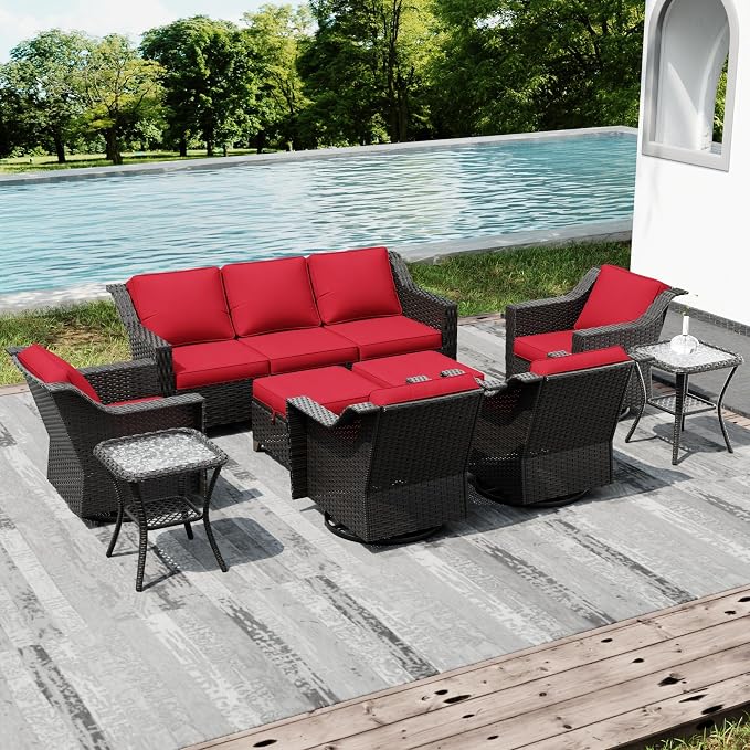 Joyside Wicker Patio Furniture Sets, 9 Pieces Upgraded Large Size Outdoor - Image 7
