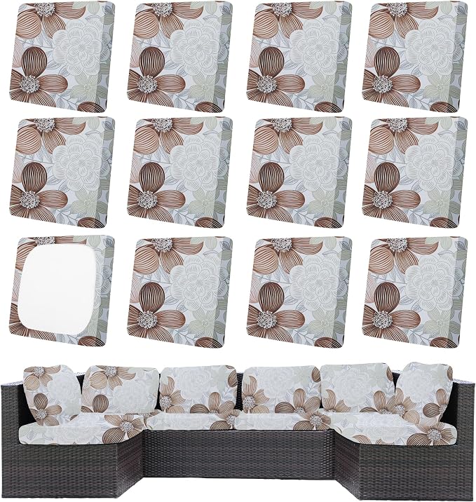 12Pcs Patio Cushion Covers, Outdoor Cushions Covers, Stretch Cushion Covers by Unknown