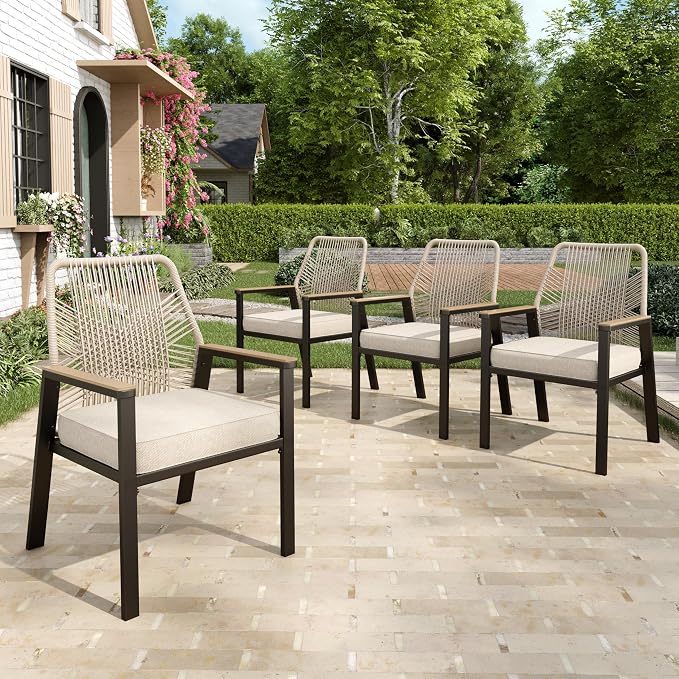 Patio Wicker Chair Sets of 4, Outdoor Dining Chairs by MIXPATIO