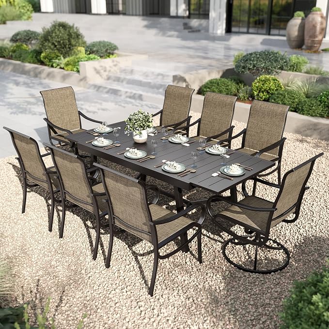 PHI VILLA 9 Piece Patio Dining Set, Expandable Table by PHIVILLAThepioneerofcomfortablehouseholdsupplies