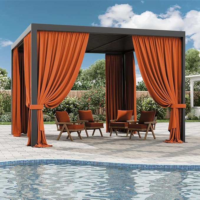 Gazebo Universal Replacement Privacy Curtain, 4-Panels Sidewall Curtains - Image 6