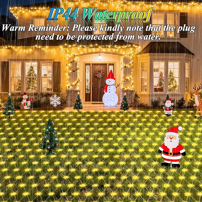 6.6ft x 6.6ft Christmas Net Lights, 160LED Gazebo Mesh Lights Outdoor 8 Modes - Image 5