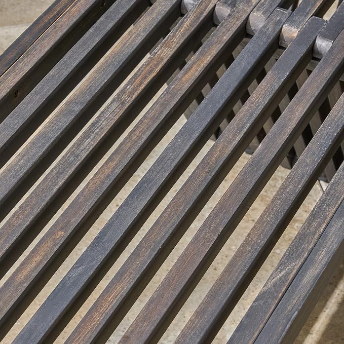 Christopher Knight Home Esme Outdoor Acacia Wood Bench, Dark Gray Finish - Image 8