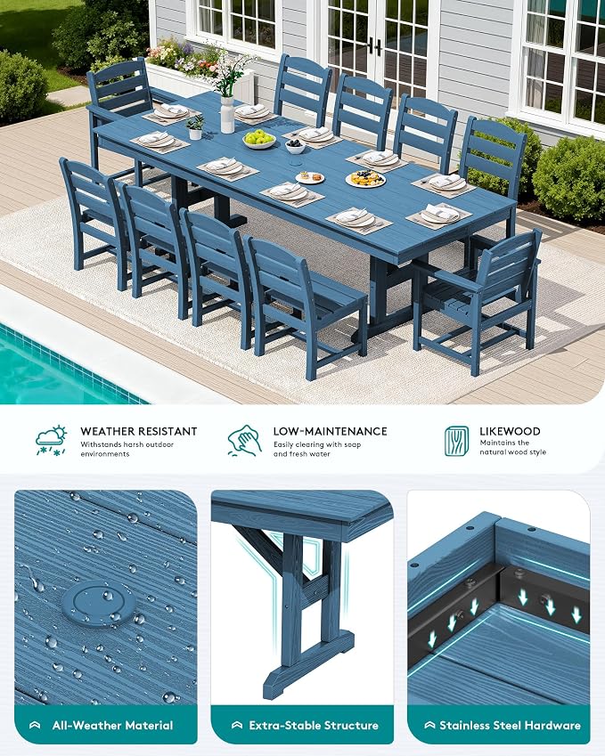 SERWALL 11 Piece Outdoor Dining Set - Image 3