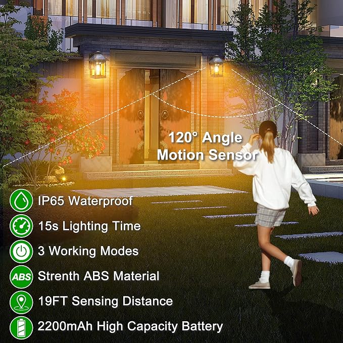 2 Pack Solar Wall Lanterns Outdoor - Image 7