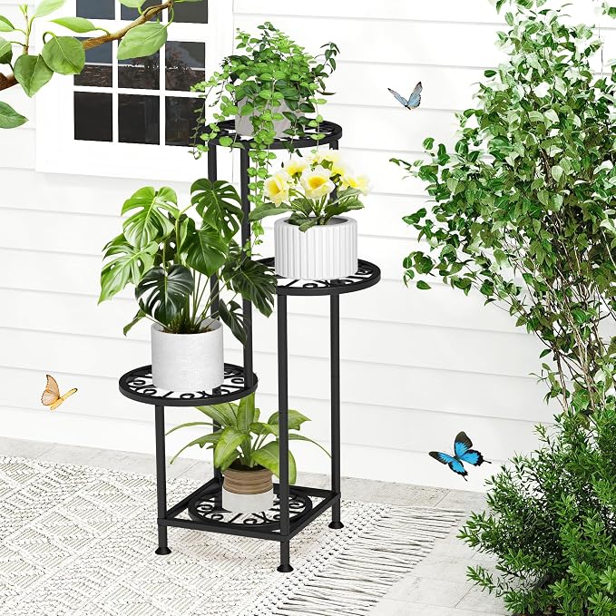 4 Tier Plant Stand Outdoor Indoor, Metal Flower Shelf Display Holder - Image 9