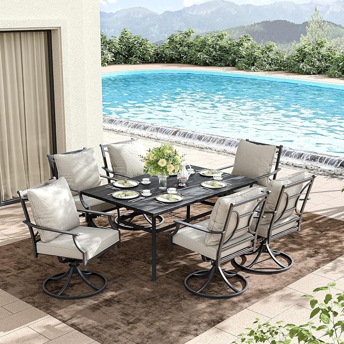 Grand patio Patio Dining Set for 2, E-Coated Outdoor Dining Set, 2 Swivel - Image 5