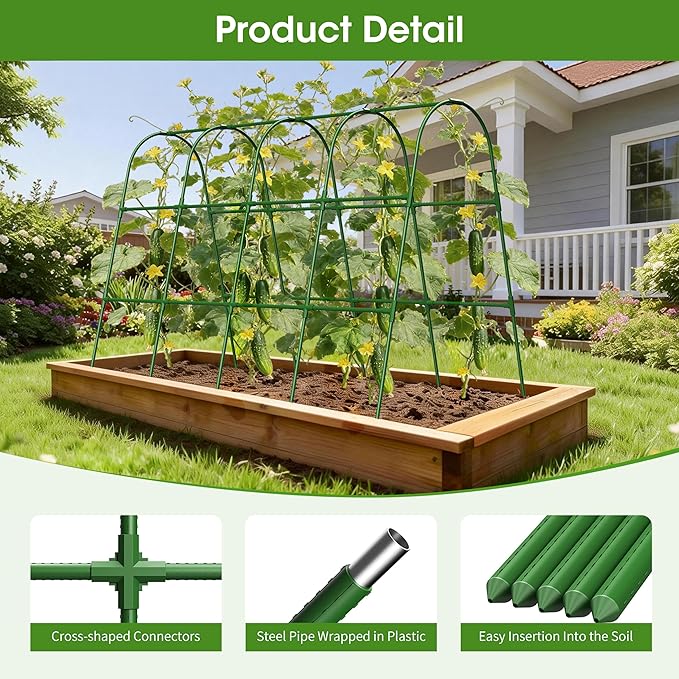 Cucumber Trellis for Raised Bed, U-Shape Garden Trellis for Climbing Plants - Image 2